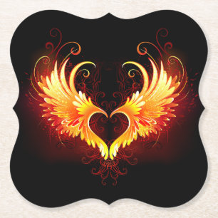 Angel Fire Heart with Wings Untersetzer