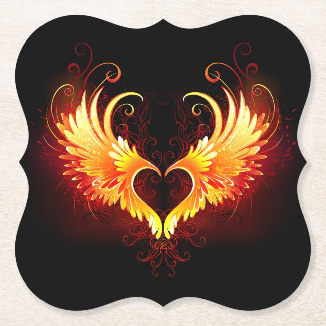Angel Fire Heart with Wings Untersetzer (Vorderseite)