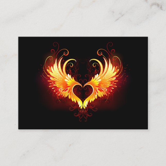 Angel Fire Heart with Wings Visitenkarte (Vorderseite)