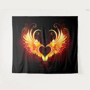 Angel Fire Heart with Wings Wandteppich