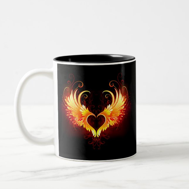 Angel Fire Heart with Wings Zweifarbige Tasse (Links)