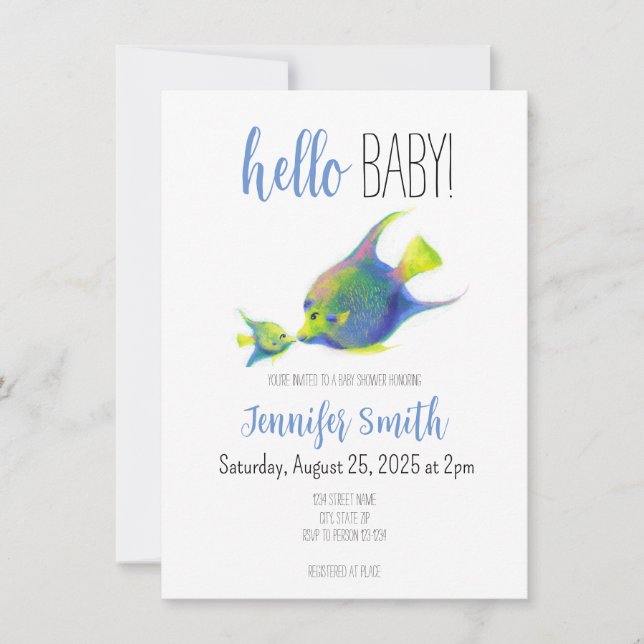 Angel Fish Baby Shower Einladung (Vorderseite)