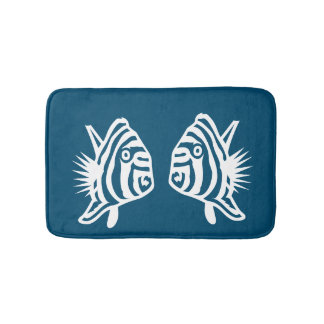 Angel fish Sea Blue & White Küstenfischerei Deko Badematte