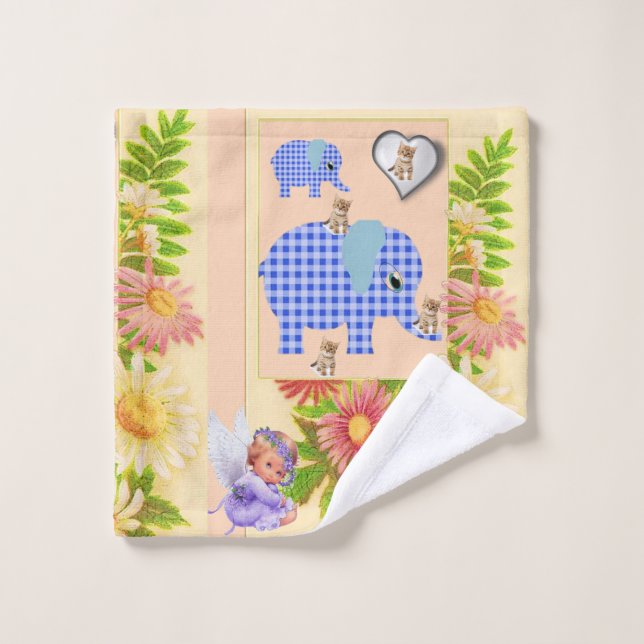 Angel Floral Elephant Badetuch Sets (Waschlappen)