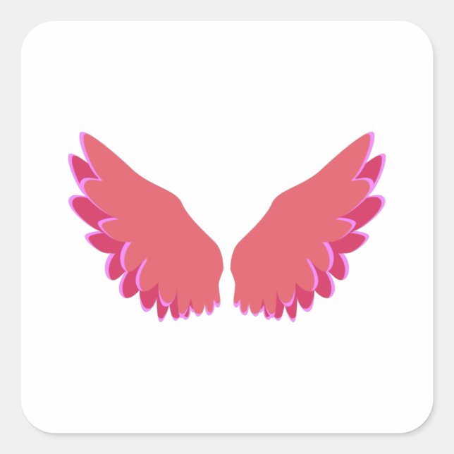 Angel-Flügel Quadratischer Aufkleber (Vorderseite)