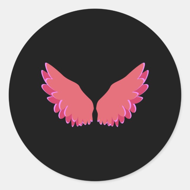 Angel-Flügel Runder Aufkleber (Vorderseite)
