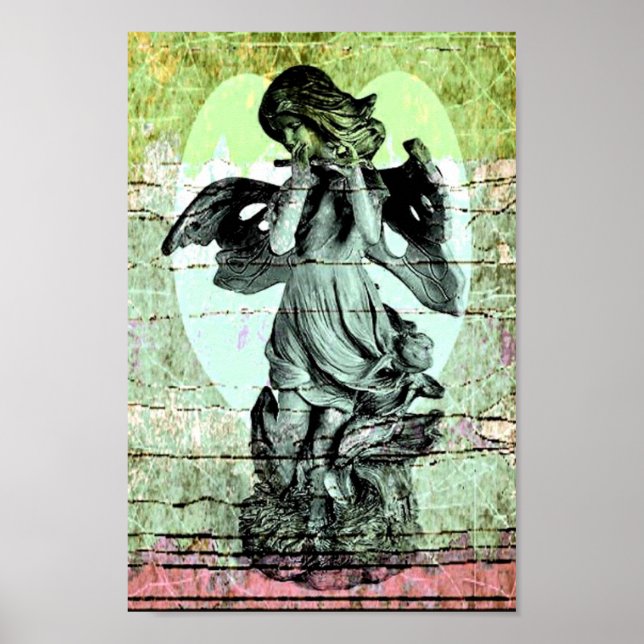 Angel Flute und Herzposter Poster (Vorne)