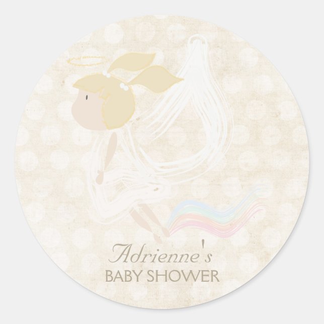 Angel Flying Personalisiert Baby Shower Aufkleber (Vorderseite)