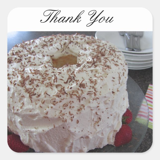 Angel Food Cake Danke Quadratischer Aufkleber (Vorderseite)