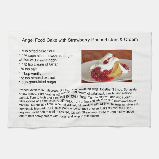 Angel Food Cake mit Strawberry Rhubarb Handtuch (Horizontal)