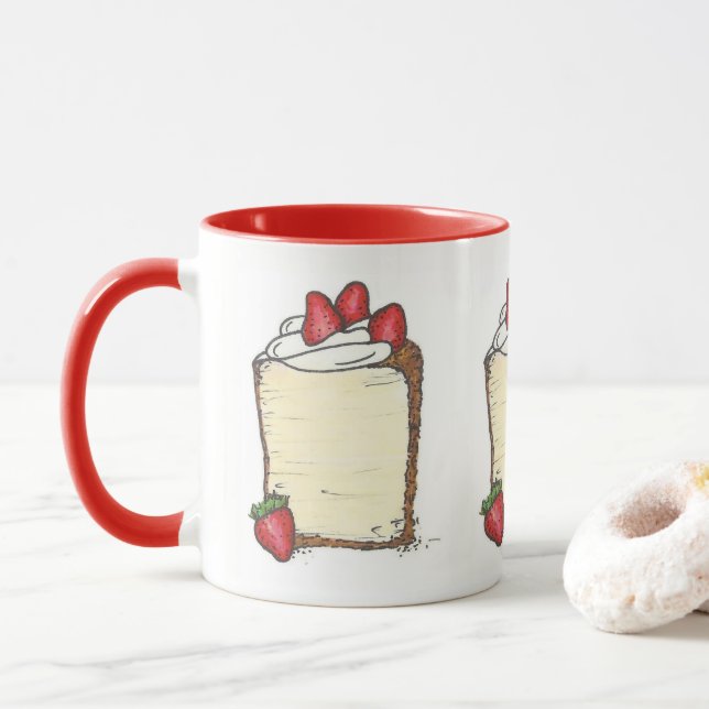 Angel Food Cake Slice Erdbeeren Dessert Feinschmec Tasse (Mit Donut)