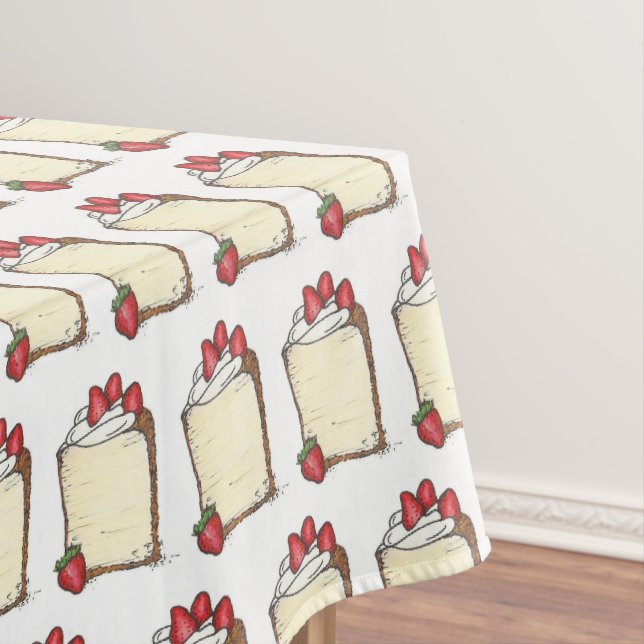 Angel Food Cake Slice Erdbeeren Dessert Feinschmec Tischdecke (Beispiel)