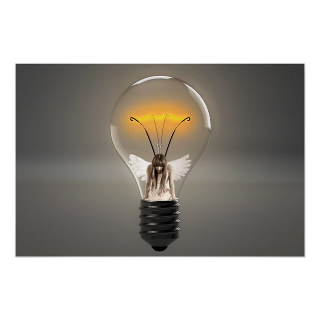 Angel-Frau in Lightbulb Poster (Vorderseite)
