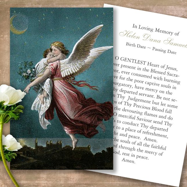 Angel Funeral Loss Gedenkstätte Gebet Sympathie Ka (Forever in our hearts, celebration of life, in loving memory of, prayer cards for bereavement)