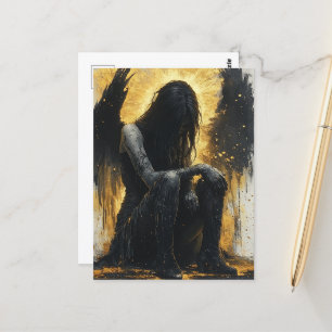 Angel für Schwarze und Goldene Details Postkarte