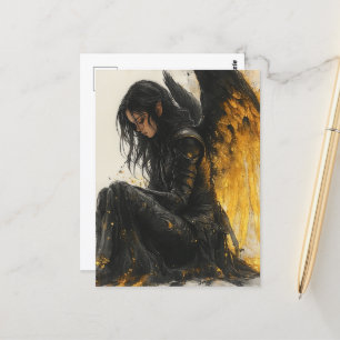 Angel für Schwarze und Goldene Details Postkarte