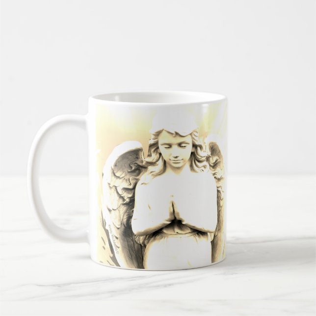 Angel Gebet Himmlischen Flüge Goldenes Licht Kaffeetasse (Links)