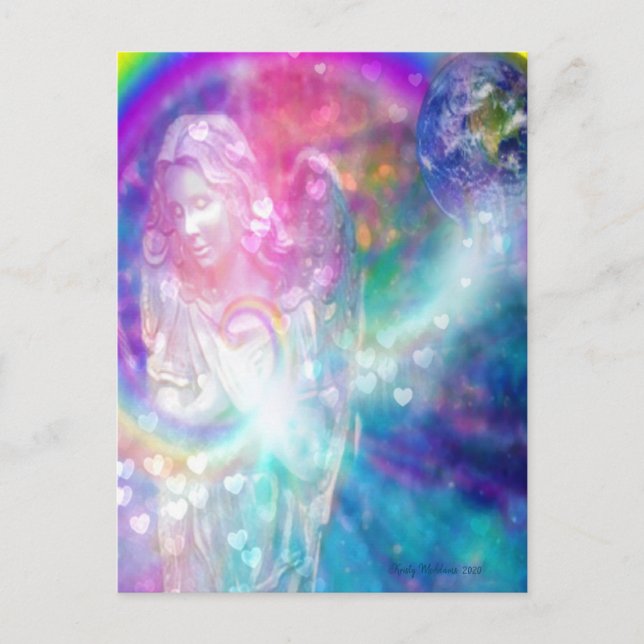 Angel Gebet Weltfrieden Schöne Wasserfarbe Postkarte (Vorderseite)