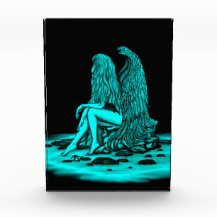 Angel , gedankenverloren , schwarz und grün fotoblock