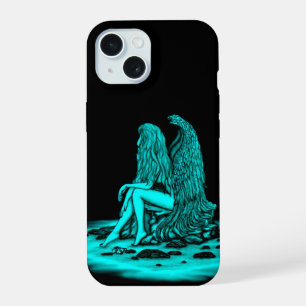 Angel , gedankenverloren , schwarz und grün iPhone 15 hülle