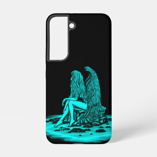 Angel , gedankenverloren , schwarz und grün samsung galaxy hülle (Rückseite)