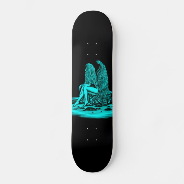 Angel , gedankenverloren , schwarz und grün skateboard (Vorderseite)