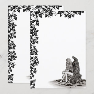 Angel , gedankenverloren , schwarz-weiß Design Einladung