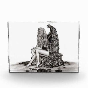 Angel , gedankenverloren , schwarz-weiß Design Fotoblock