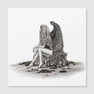 Angel , gedankenverloren , schwarz-weiß Design Magnetkarte