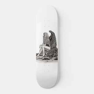 Angel , gedankenverloren , schwarz-weiß Design Skateboard