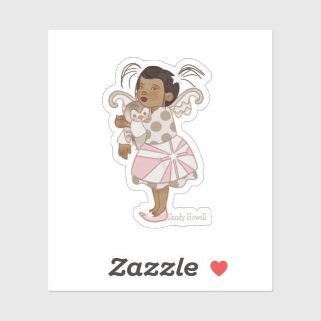 Angel Girl and Owl Sticker (Blatt)