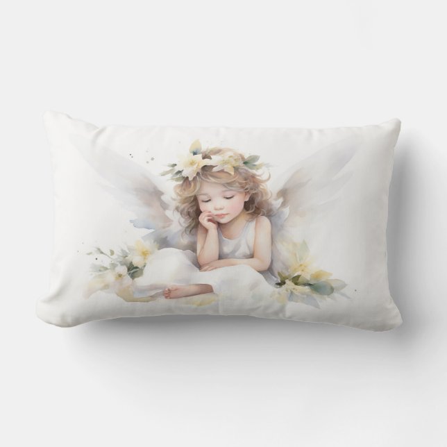 Angel-Girl mit Blume Lendenkissen (Vorderseite)