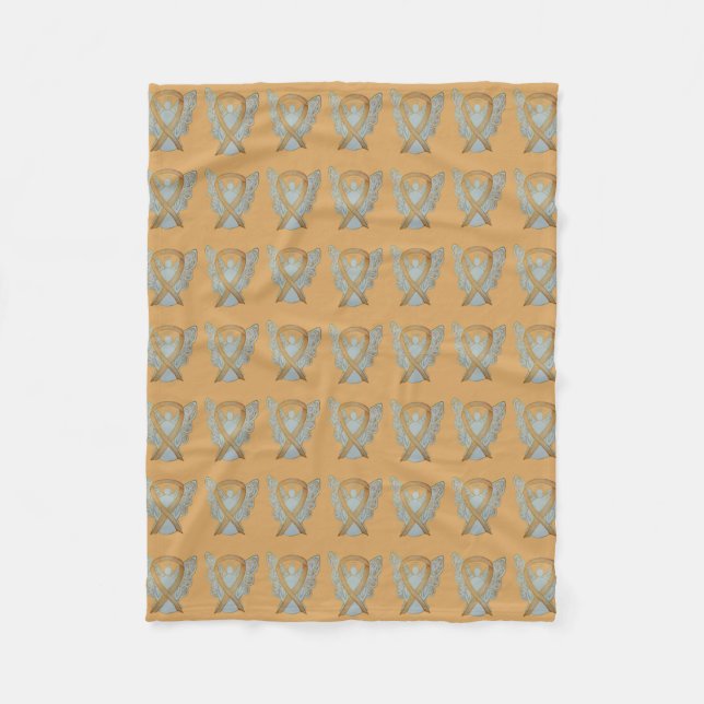 Angel Gold Awareness Ribbon Soft Blankes Fleecedecke (Vorderseite)