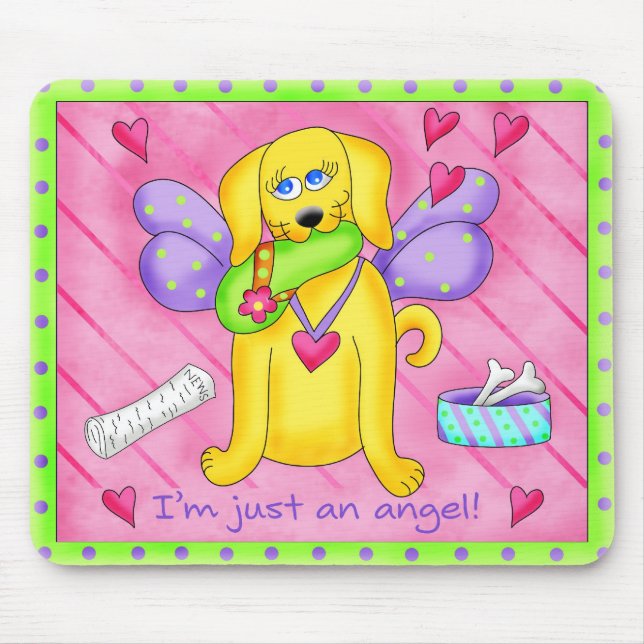 Angel Golden Yellow Dog mit Shoe Mousepad (Vorne)