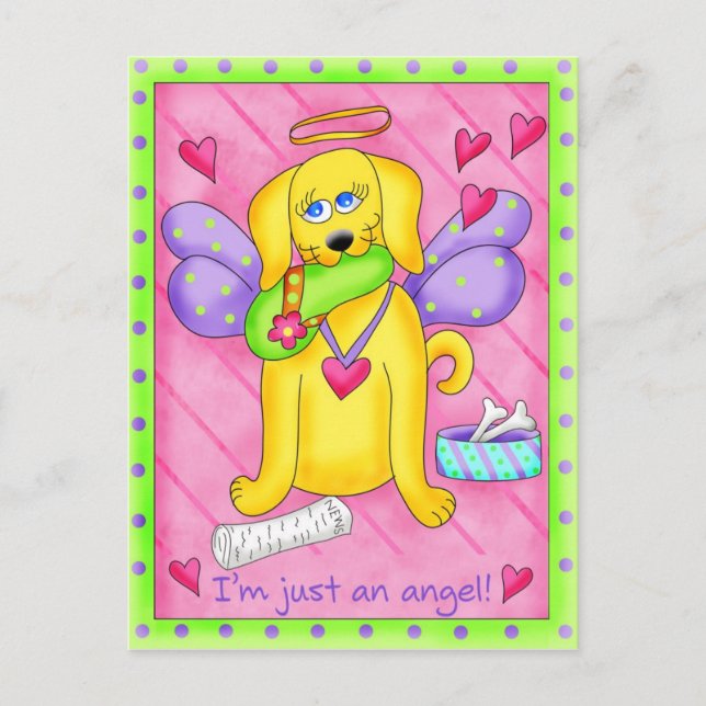 Angel Golden Yellow Dog mit Shoe Postkarte (Vorderseite)