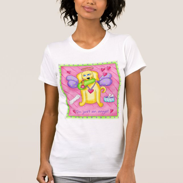 Angel Golden Yellow Dog mit Shoe T-Shirt (Vorderseite)