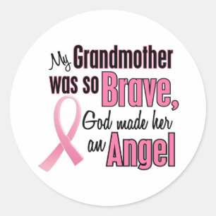 Angel GRANDMOTHER Brustkrebs T - Shirt & Bekleidun Runder Aufkleber