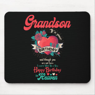 Angel Grandson Happy Birthday in Heaven Memorial D Mousepad