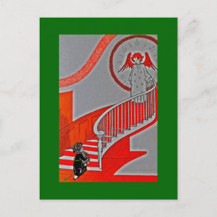 Angel Guarding Child and Teddy Bear Postkarte