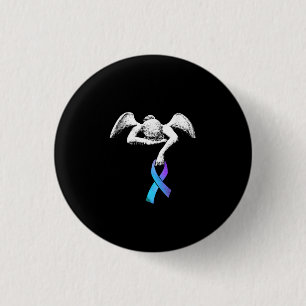 Angel hält Aquamarine Lila Ribbon-Suizidpräventi Button