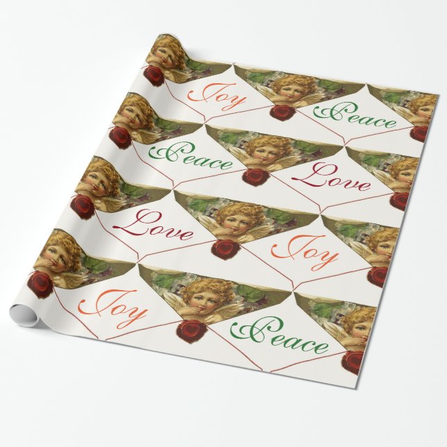 ANGEL HEART RED WAX SIEGEL Liebe Frieden Freude Geschenkpapier (Ungerollt)