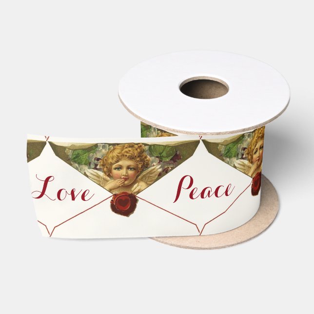 ANGEL HEART RED WAX SIEGEL Liebe Frieden Freude Satinband (Spule)