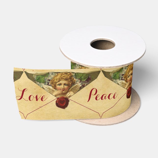 ANGEL HEART RED WAX SIEGEL PARCHMENT Liebe Frieden Satinband (Spule)
