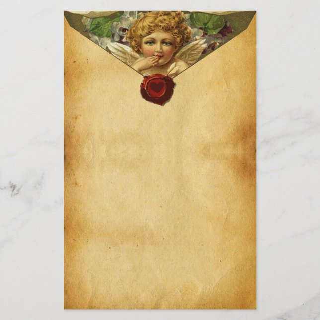 ANGEL HEART RED WAX SIEGEL, VALENTINE'S DAY PARCHM BRIEFPAPIER (Vorderseite)