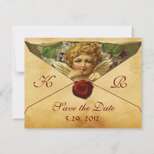 ANGEL HEART WAX SIEGEL PARCHMENT MONOGRAM EINLADUNG