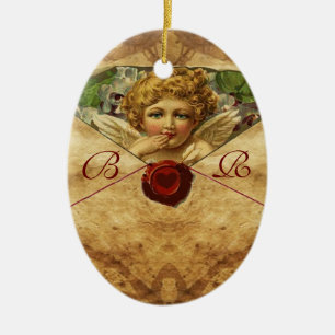 ANGEL HEART WAX SIEGEL PARCHMENT Monogramm Keramik Ornament