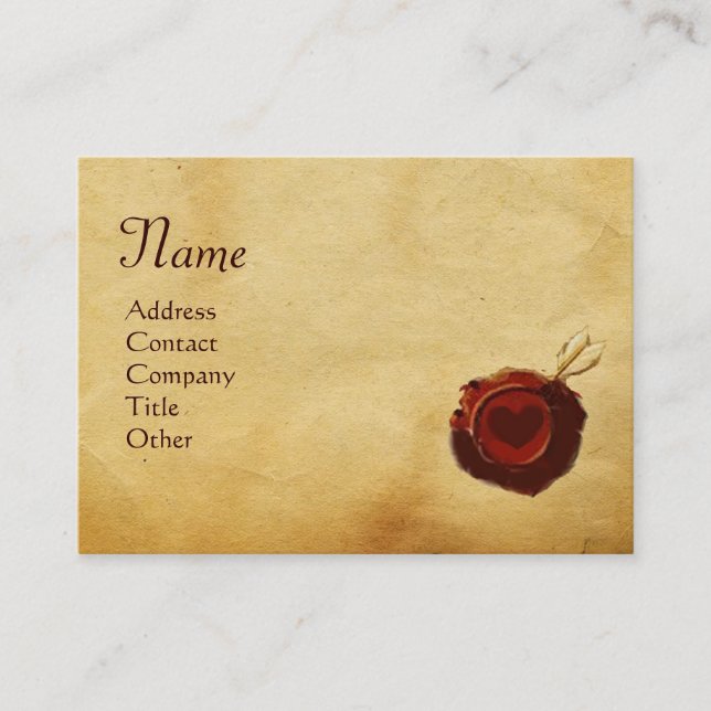 ANGEL HEART WAX SIEGEL PARCHMENT Monogramm Visitenkarte (Vorderseite)