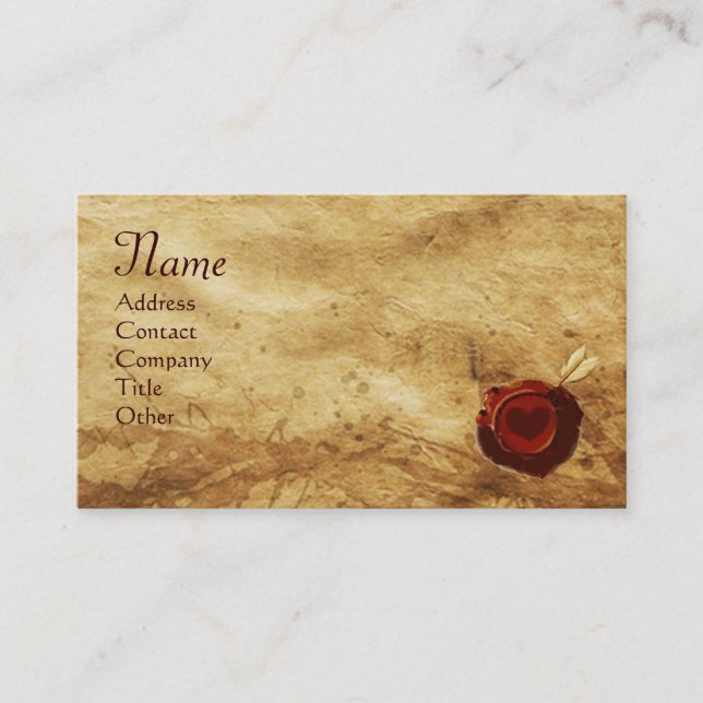 ANGEL HEART WAX SIEGEL PARCHMENT Monogramm Visitenkarte (Vorderseite)