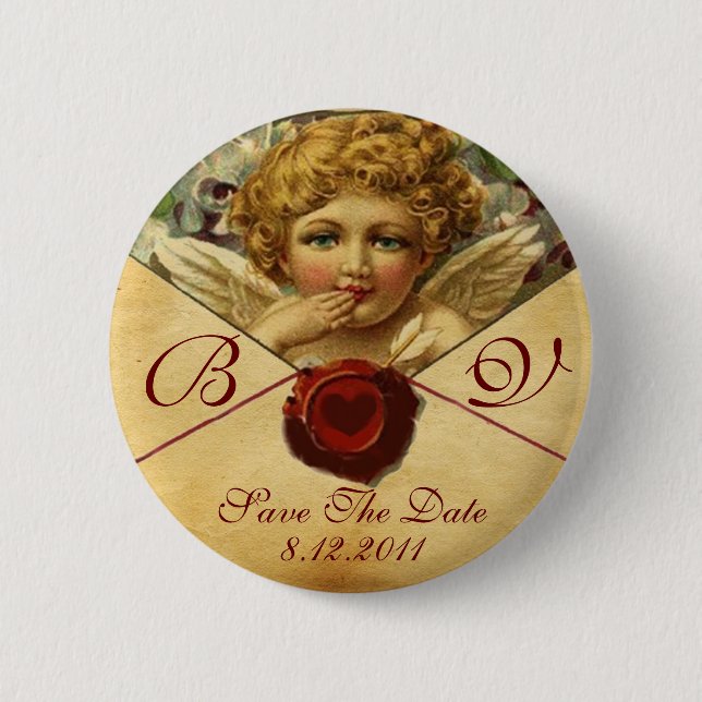 ANGEL HEART WAX SIEGEL PARCHMENT SAVE THE DATE BUTTON (Vorderseite)