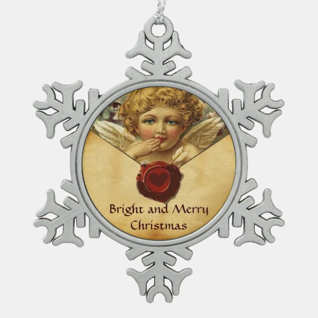ANGEL HEART WAX SIEGEL PARCHMENT SCHNEEFLOCKEN Zinn-Ornament (Vorderseite)